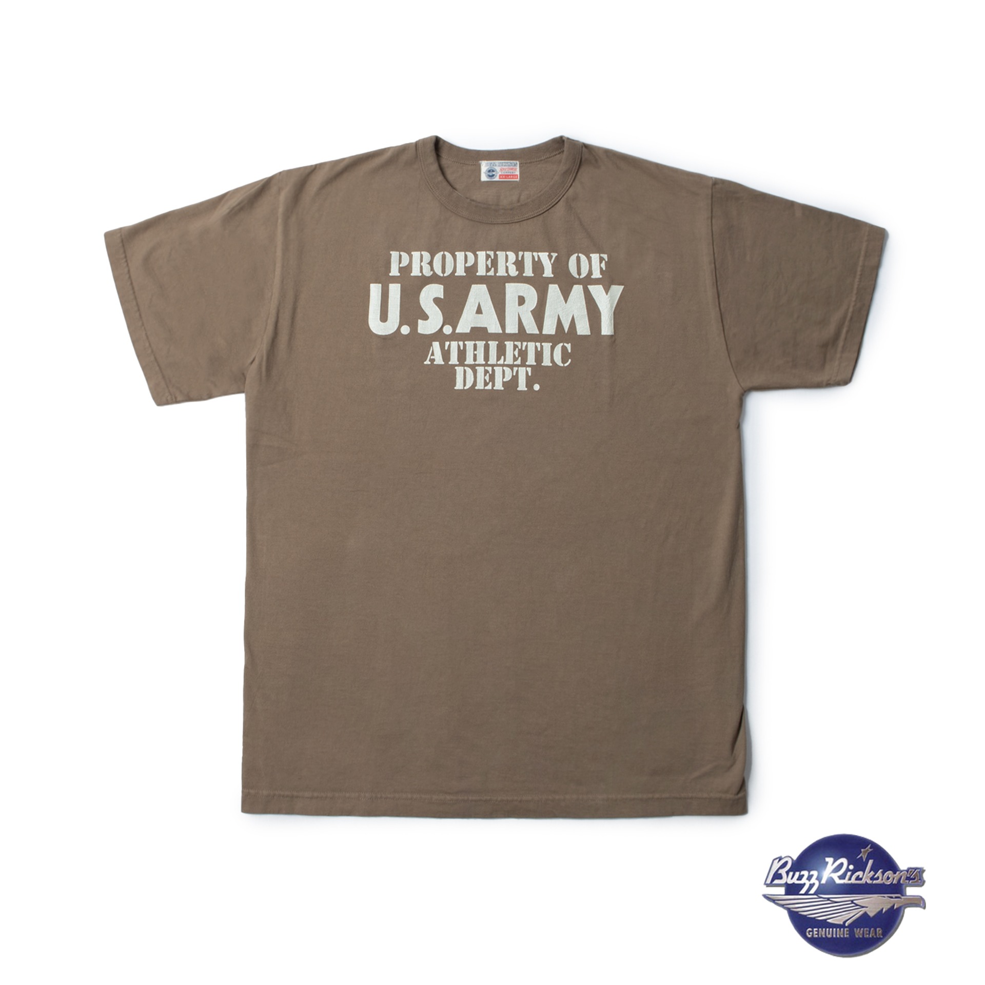 LOOPWHEEL S/S MILITARY TEE &quot;U.S. ARMY ATHLETIC DEPT.” (Khaki)